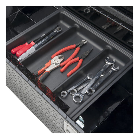 UWS Gloss Black 63in. Deep Angled Truck Tool Box; Low Profile (LTL Shipping Only)