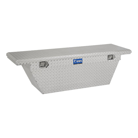 UWS Bright Aluminum 63in. Deep Angled Truck Tool Box; Low Profile (LTL Shipping Only