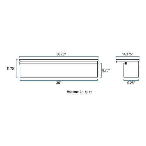 UWS Gloss Black Aluminum 36in. Truck Side Tool Box; Low Profile (LTL Shipping Only)