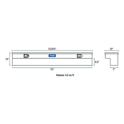 UWS Gloss Black Aluminum 72in. Truck Side Tool Box (LTL Shipping Only)