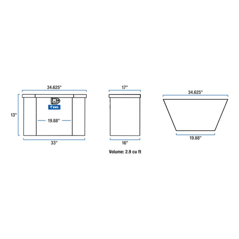 UWS Gloss Black Aluminum 34in. Trailer Tongue Box with Low Profile (LTL Shipping Onl