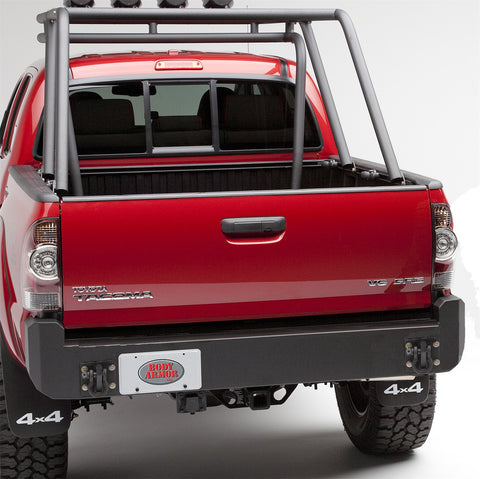 Body Armor Rear Bumper; w/Shackle Mount; Textured Black Powder Coat Finish;