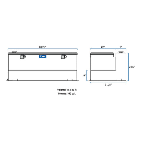 UWS Gloss Black 100-Gallon Combo Aluminum Transfer Tank