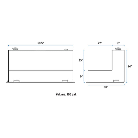 UWS 100-Gallon L-Shape Bright Aluminum Transfer Tank