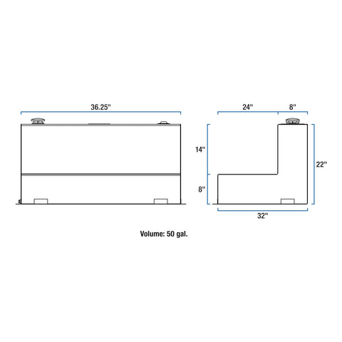 UWS 50-Gallon L-Shape Bright Aluminum Transfer Tank