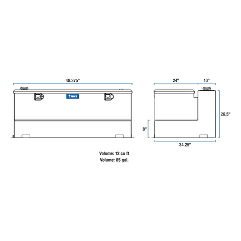 UWS Gloss Black 85-Gallon Combo Aluminum Transfer Tank